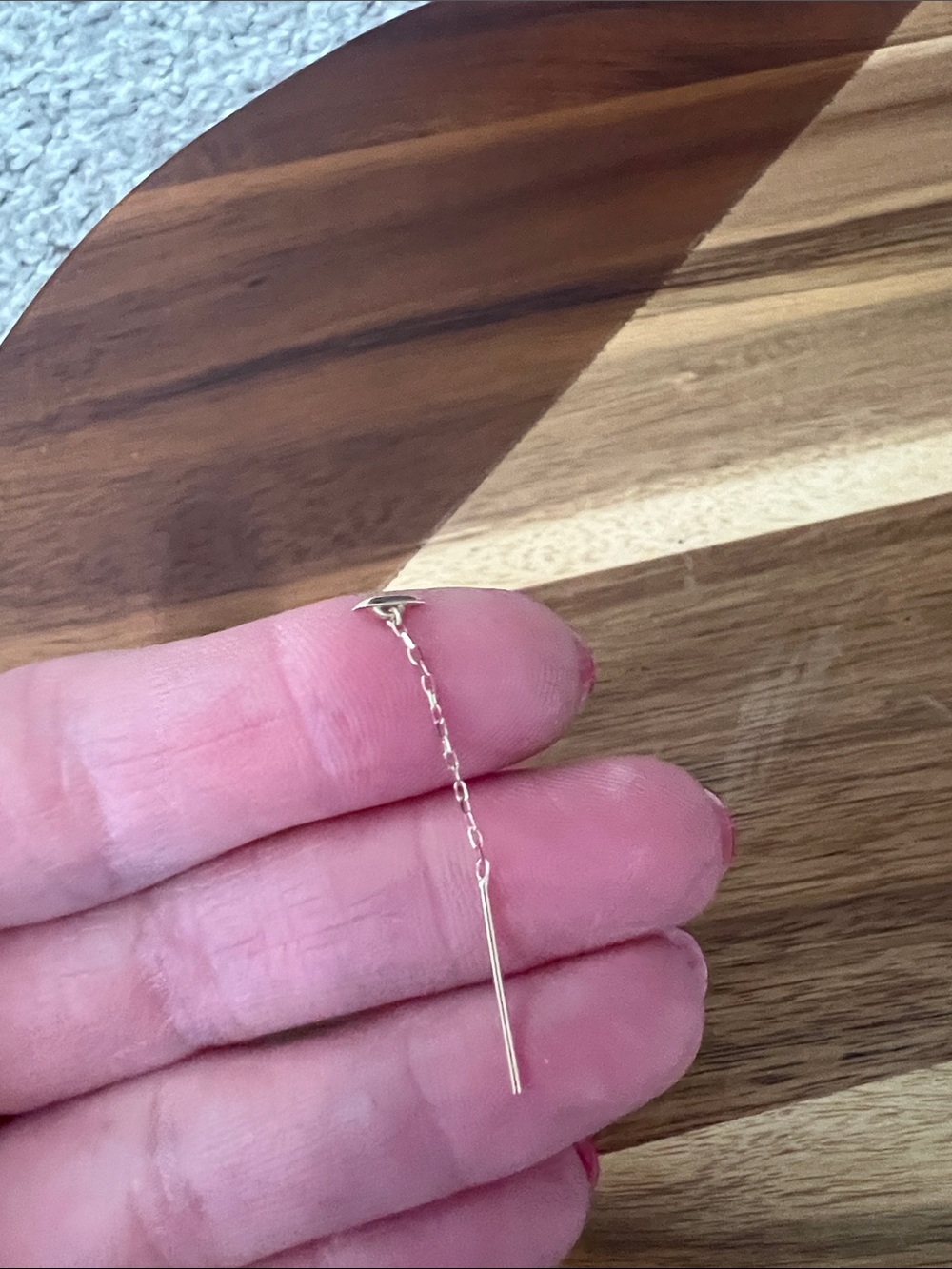 Delicate Gold Threader Drop Earrings - Minimal Chain Design - Picture 4 of 4